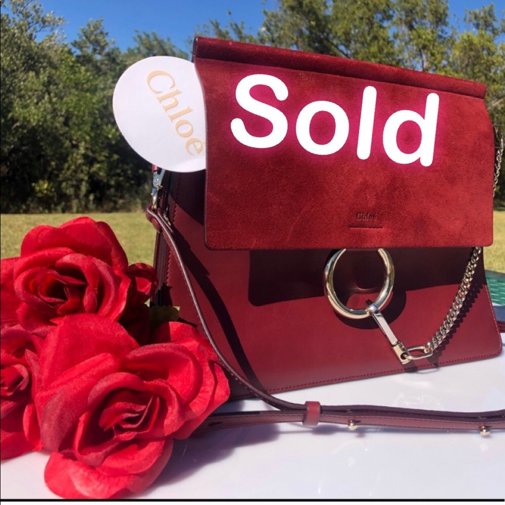Chloe Faye Plum Purple Leather & Suede Handbag